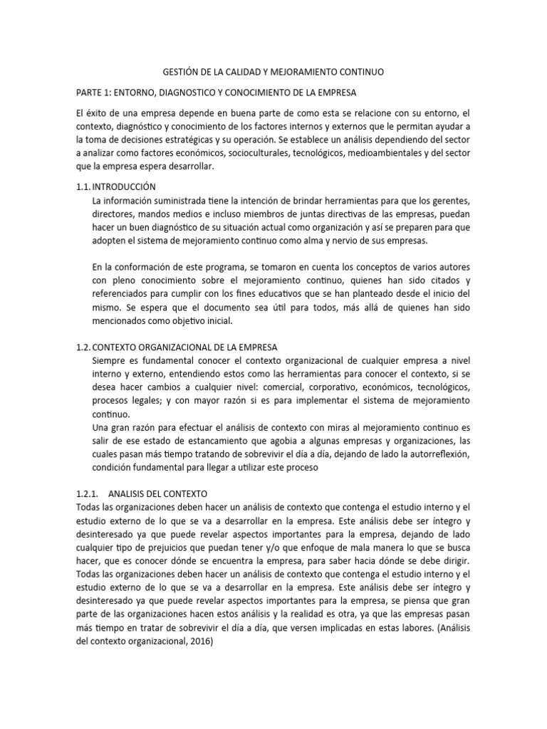 Gestión de La Calidad y Mejoramiento Continuo | PDF | Indicador de ...