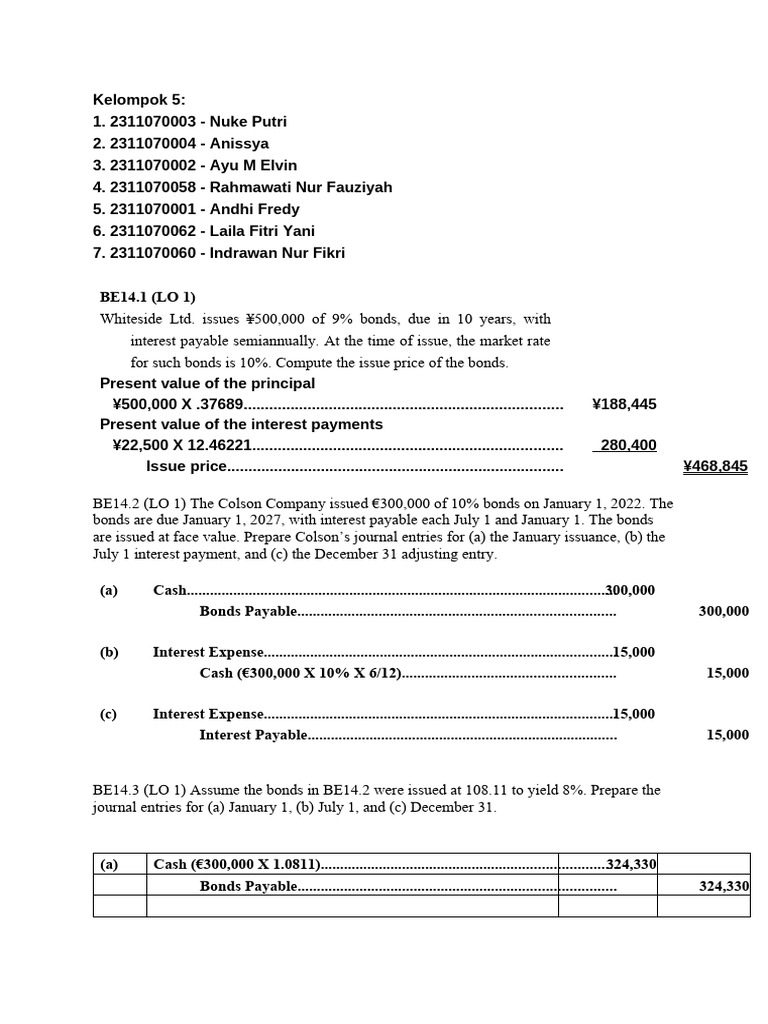 Bond Issuance and Journal Entries | PDF | Debits And Credits | Bonds ...