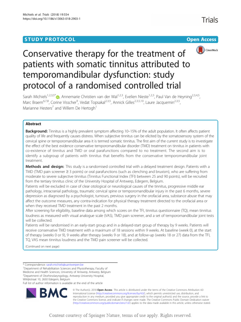 Conservative Therapy for the Treatment of Patients PDF Tinnitus