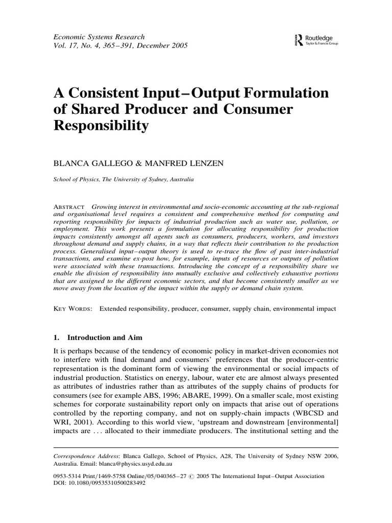 A Consistent Input-Output Formulation of Shared Producer and Consumer ...