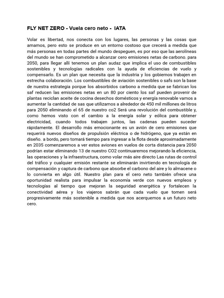 FLY NET ZERO Vuela cero neto PDF Dióxido de carbono Energía