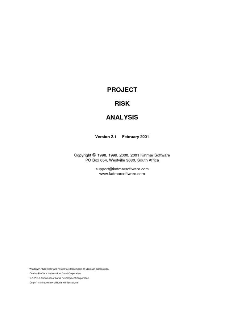 Project Risk Analysis Manual | PDF | Installation (Computer Programs ...