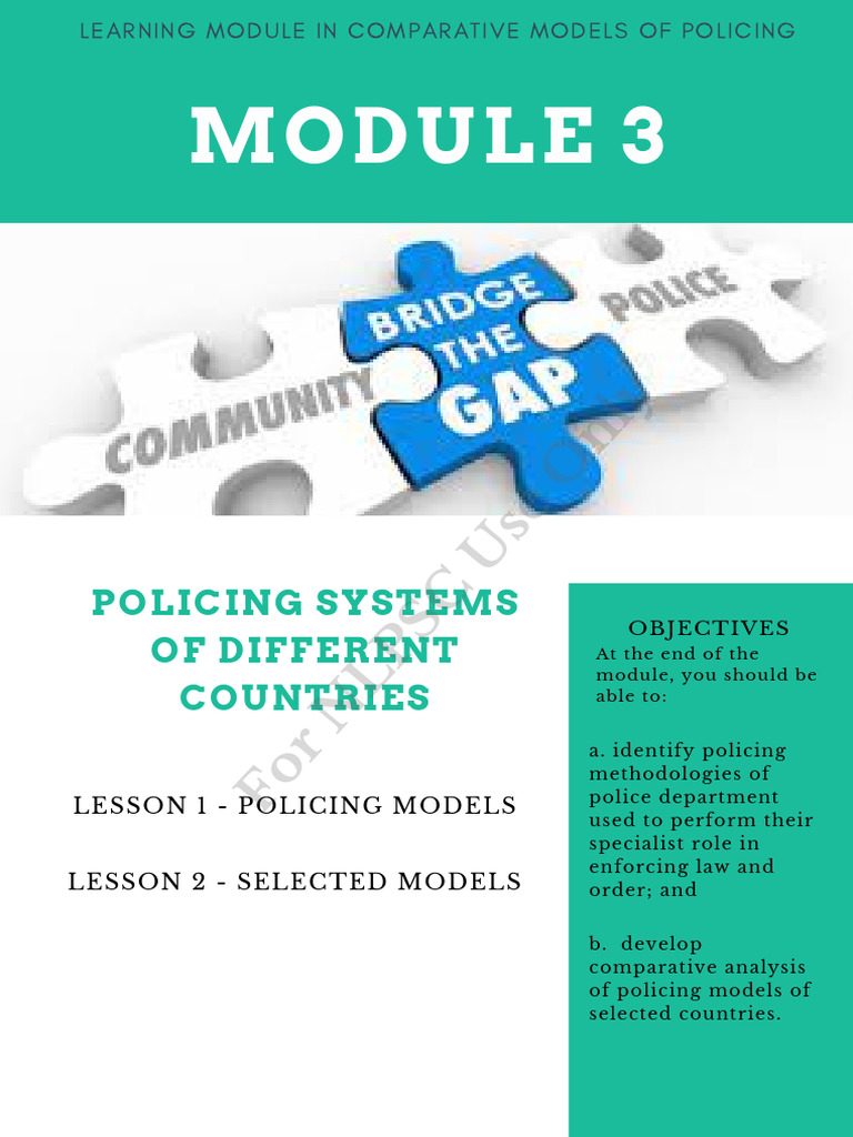 Comparative Policing Models Overview | PDF | Police | Legal Action