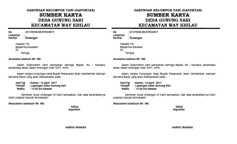 SURAT UNDANGAN Kelompok Tani | PDF