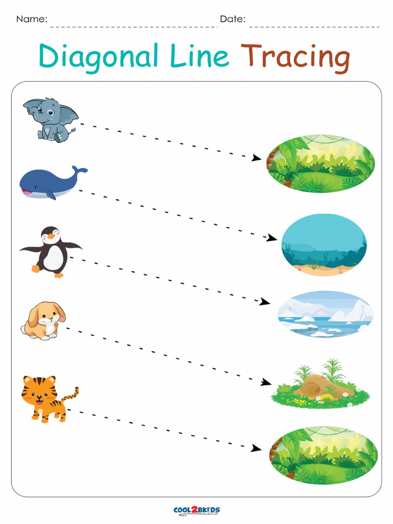 Tracing Diagonal Lines Worksheets For Preschool PDF