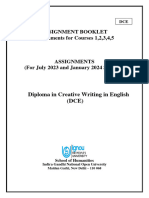 Diploma in Creative Writing in English (DCE) : Assignment Booklet Assignments For Courses 1,2,3,4,5