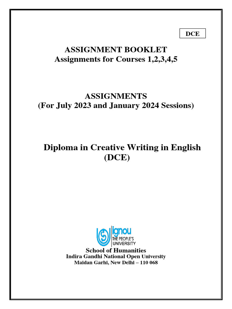 diploma in creative writing in english (dce)