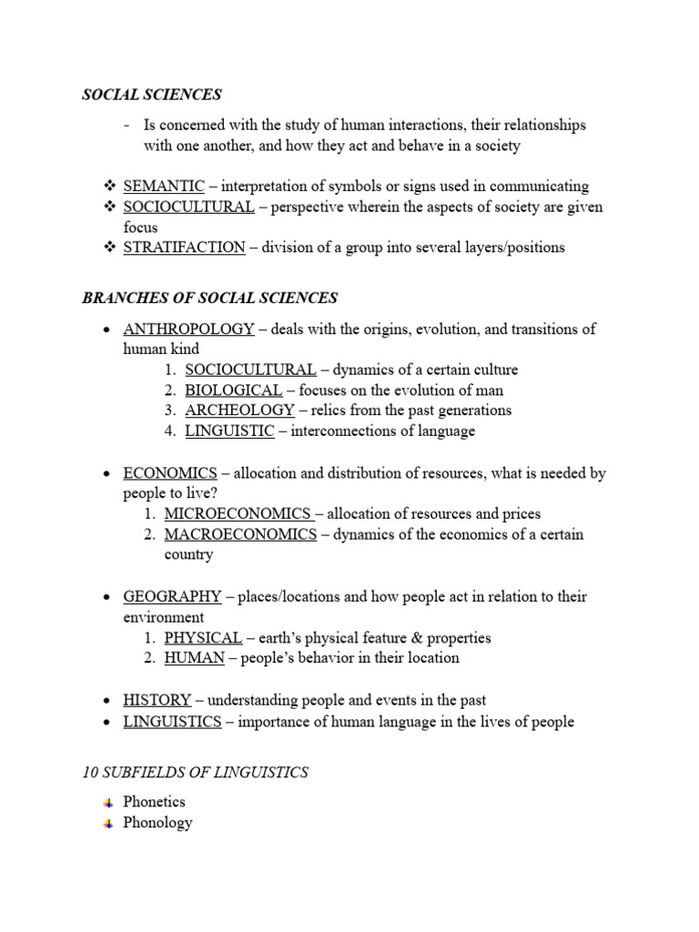 Social sciences 10 subfields of linguistics pdf social sciences