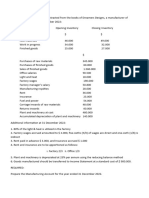 Manufacturing Accounts - Extra Questions - A Level