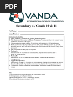 Vanda Science Olympiad Sample Questions | PDF
