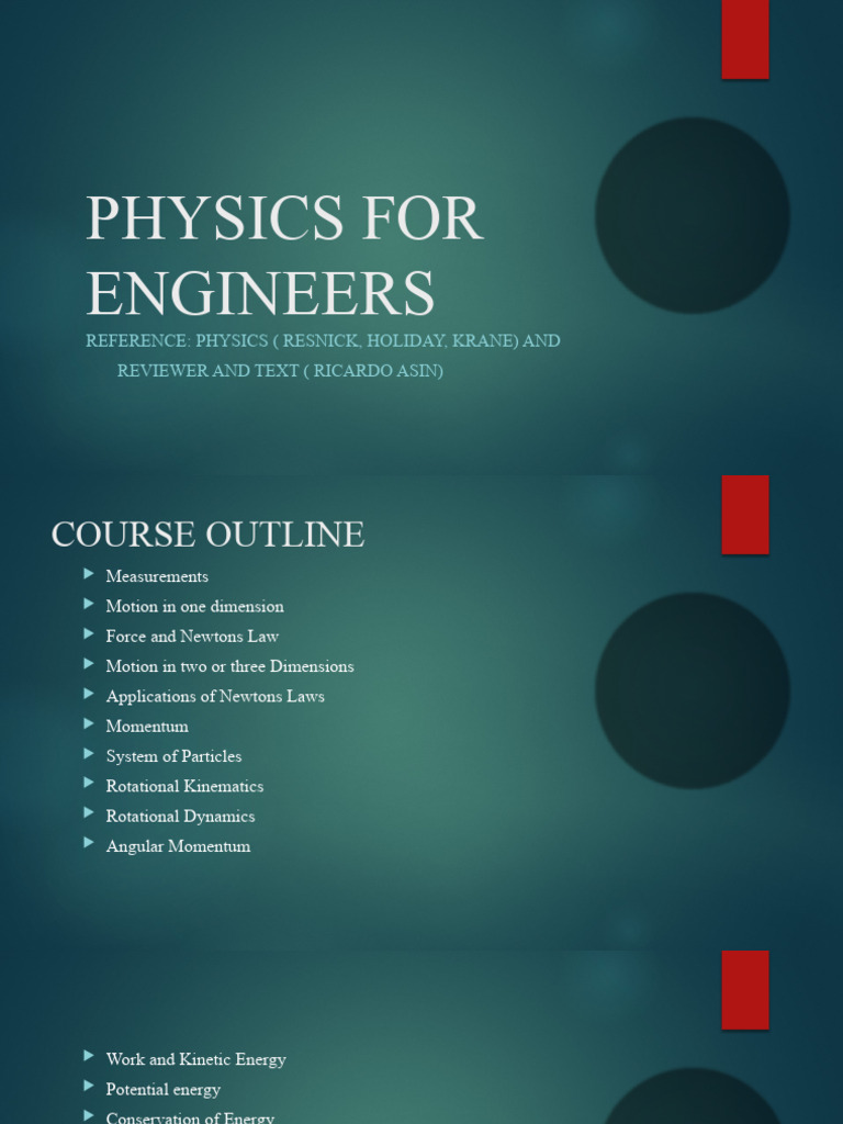 Physics for Engineers Course Outline | PDF | International System Of ...