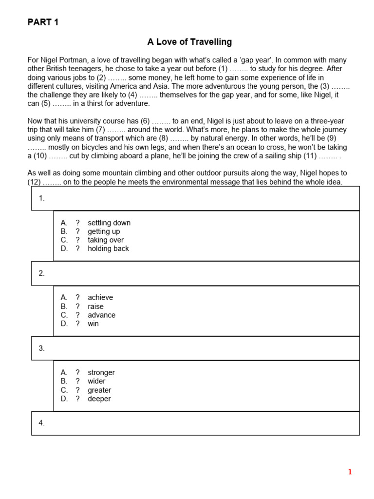 Fce Use Of English Test 1 Pdf