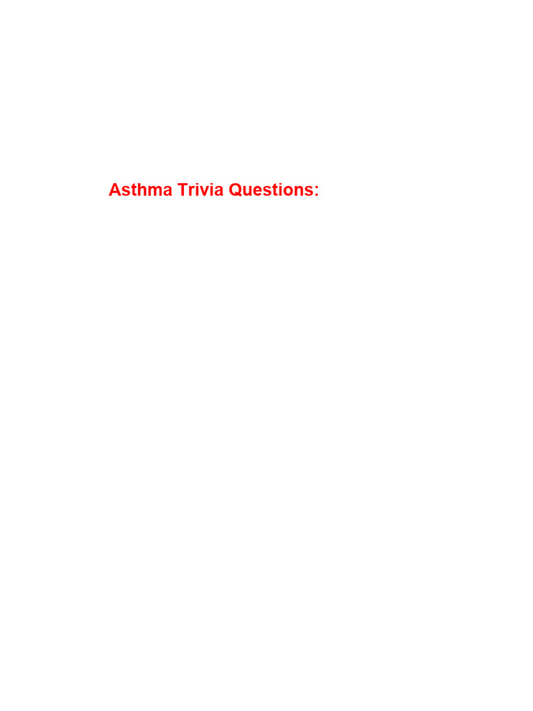 Asthma Trivia Questions PDF