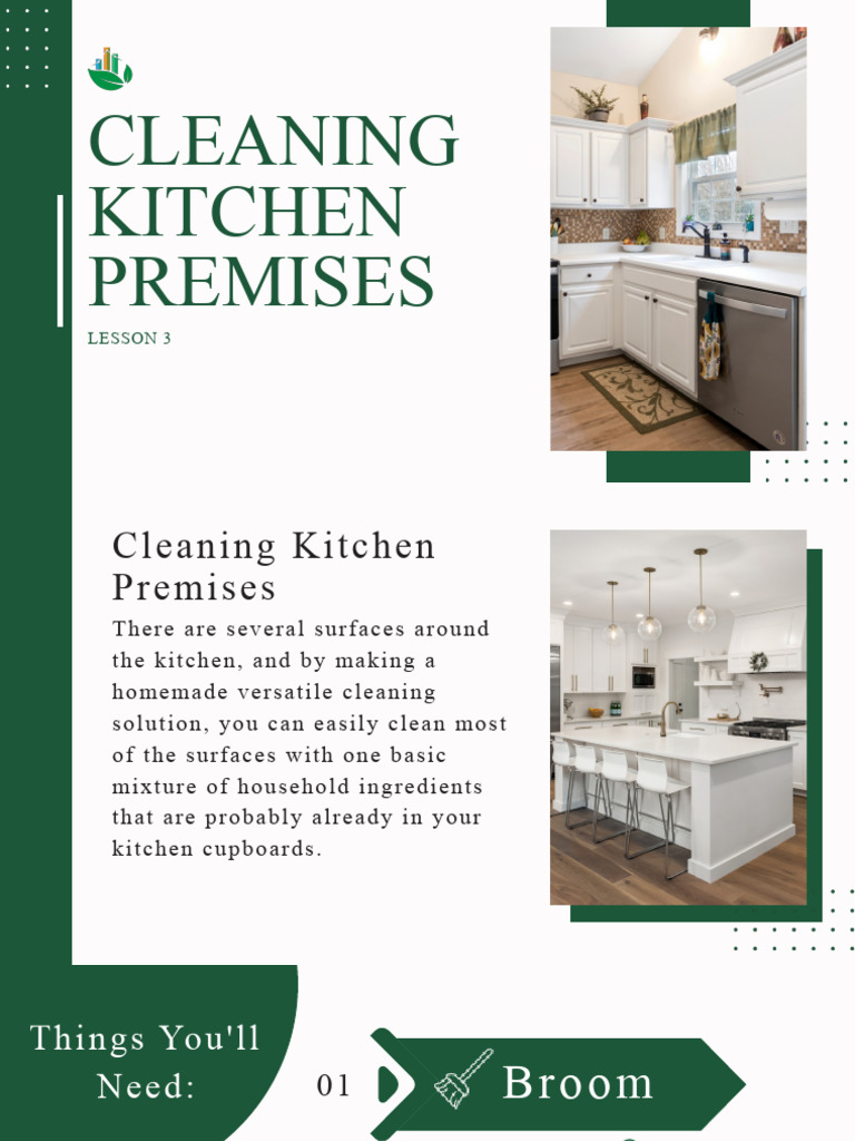 Lesson 3 Cleaning Kitchen Premises PDF Dishwasher Domestic Life