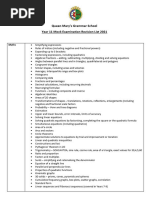 Year 11 Mock Exam Revision List 2021