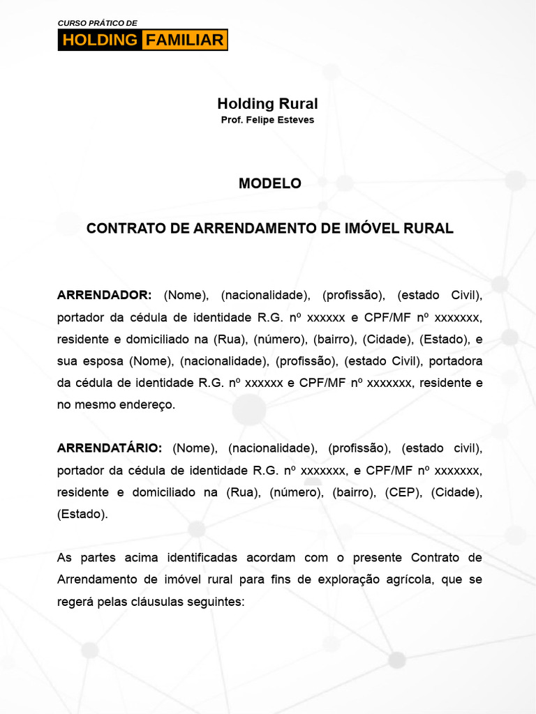 Modelo de Contrato de Arrendamento de Imóvel Rural | PDF | Leasing ...
