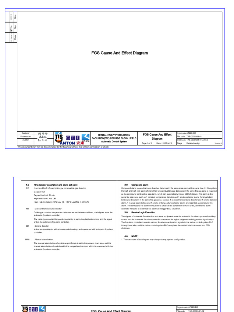 FGS Cause and Effect Diagram for EPF | PDF | Programmable Logic ...