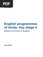 English Programmes of Study Key Stage 4 National Curriculum in England