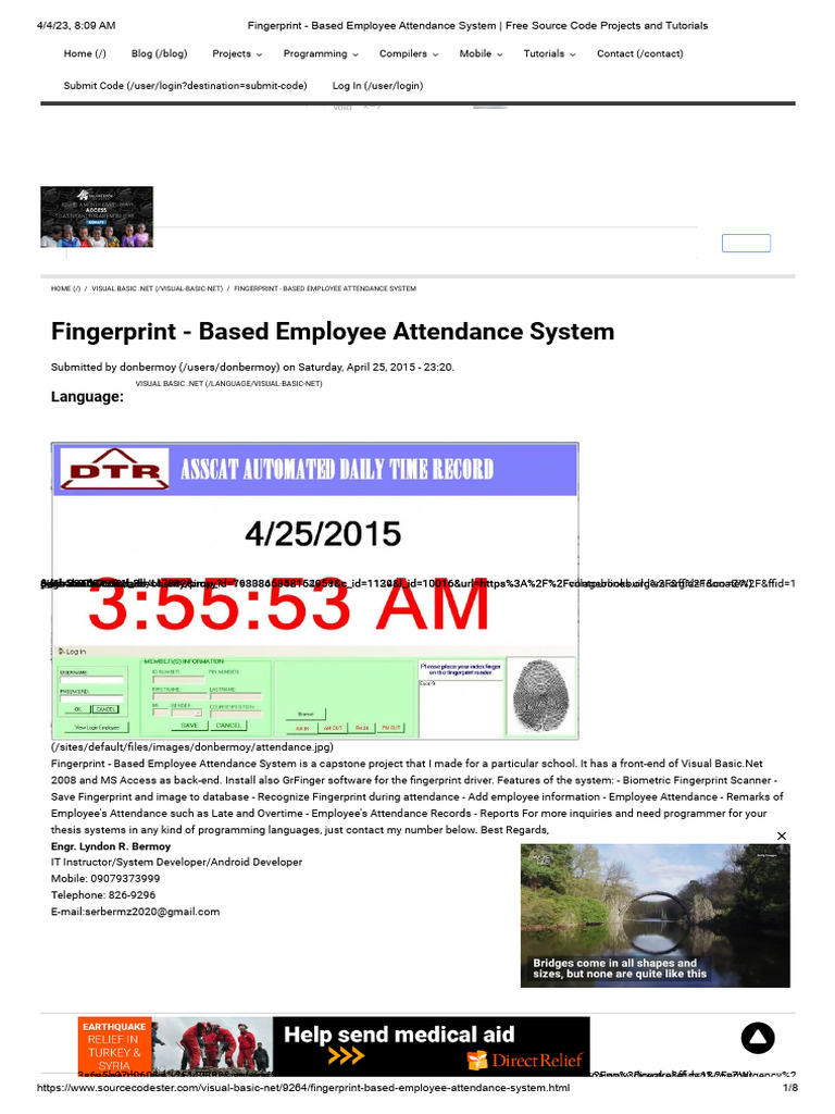 Fingerprint Attendance System Project | PDF | Login | Software