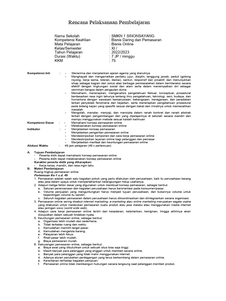 Download RPP Bisnis Online Kelas XI: Panduan Lengkap Menggali Potensi Dunia Digital