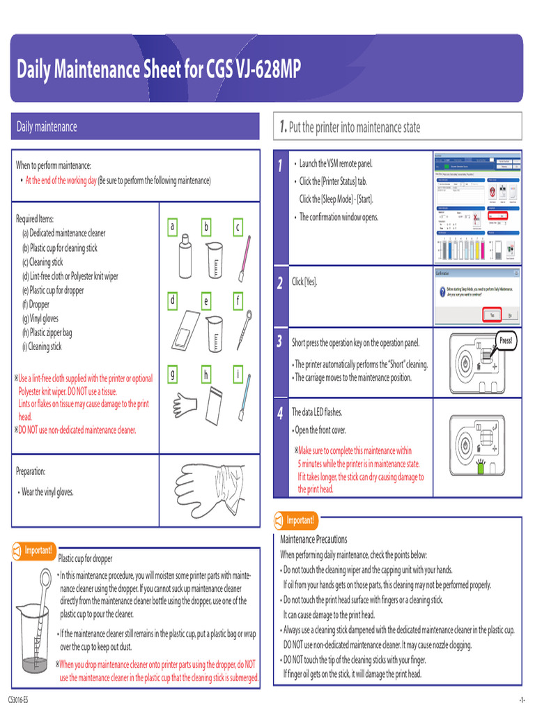 Maintenance_Sheet_CGS_CS3016-EN_Rev3 | PDF | Printer (Computing ...