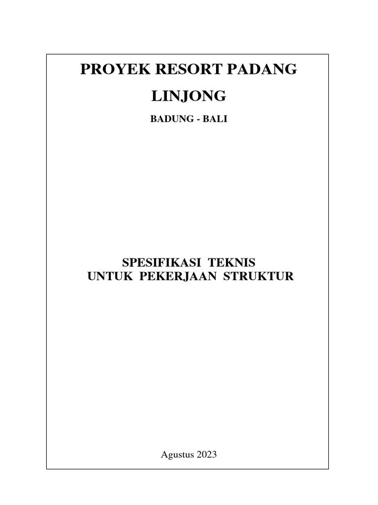 Rencana Kerja Dan Syarat -Syarat (RKS) Proyek RESORT PADANG LINJONG | PDF