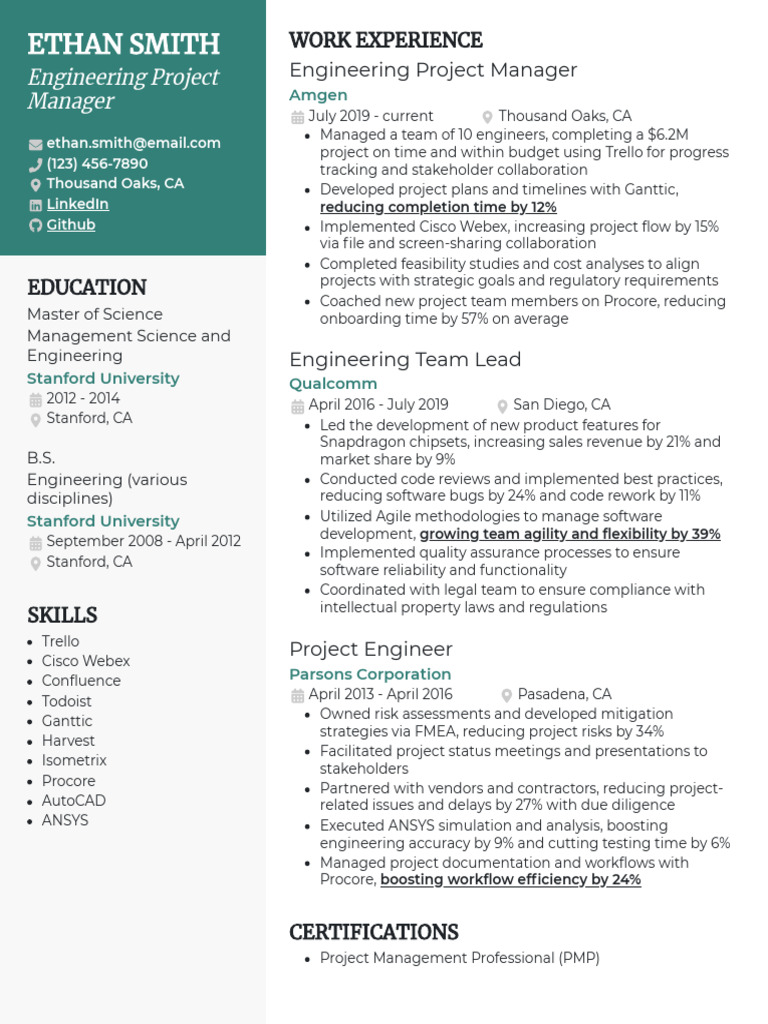 Engineering Project Manager Resume Example | PDF | Engineering ...