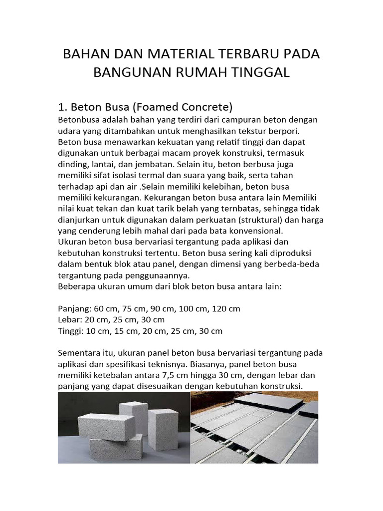 Bahan Dan Material Terbaru Pada Bangunan Rumah Tinggal | PDF