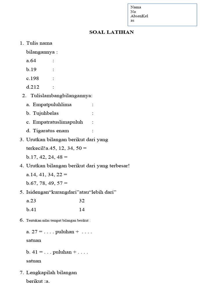 Soal Latihan Matematika Kelas 2 Pdf