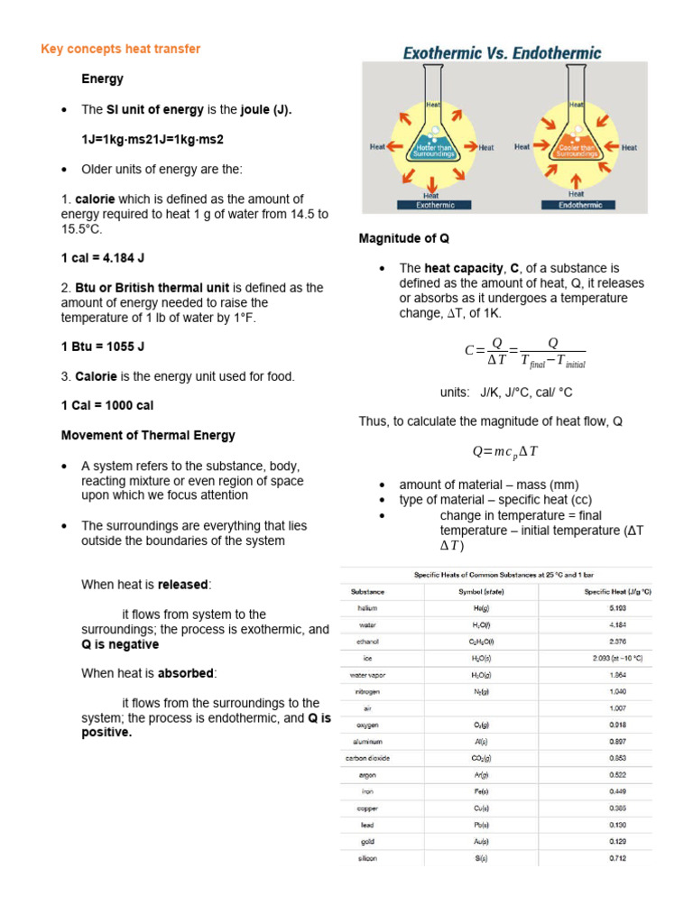 Heat Transfer and Calorimetry Notes PDF Heat Calorie