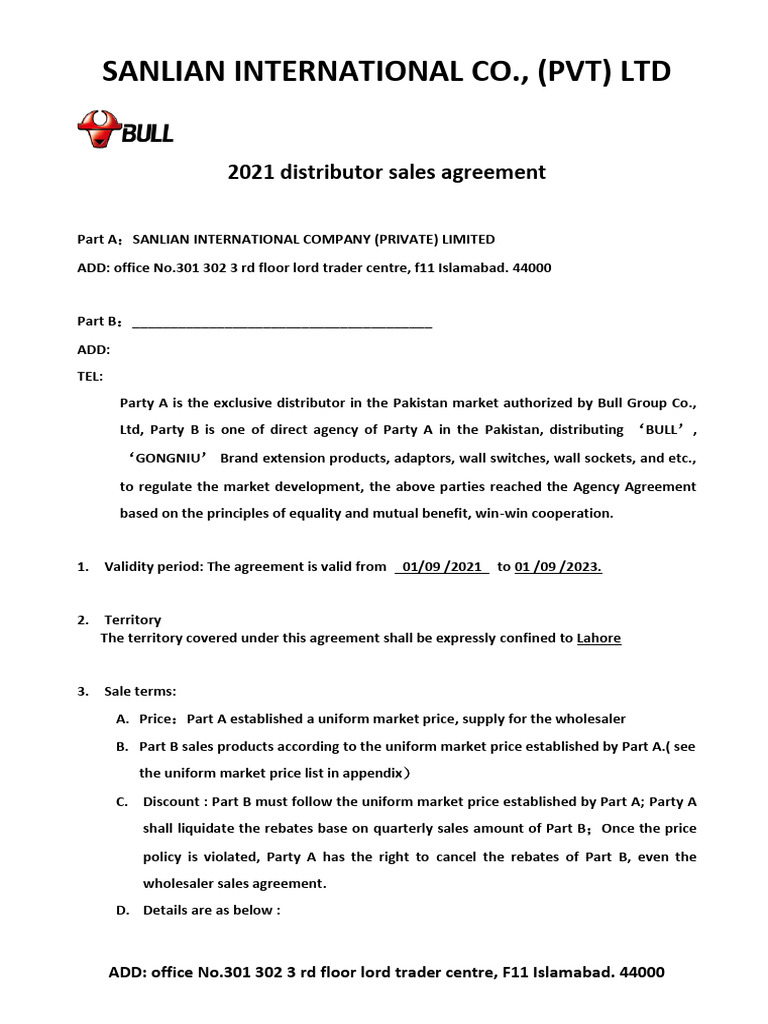 Distributor AgreementLahore Jaffer PDF Rebate (Marketing