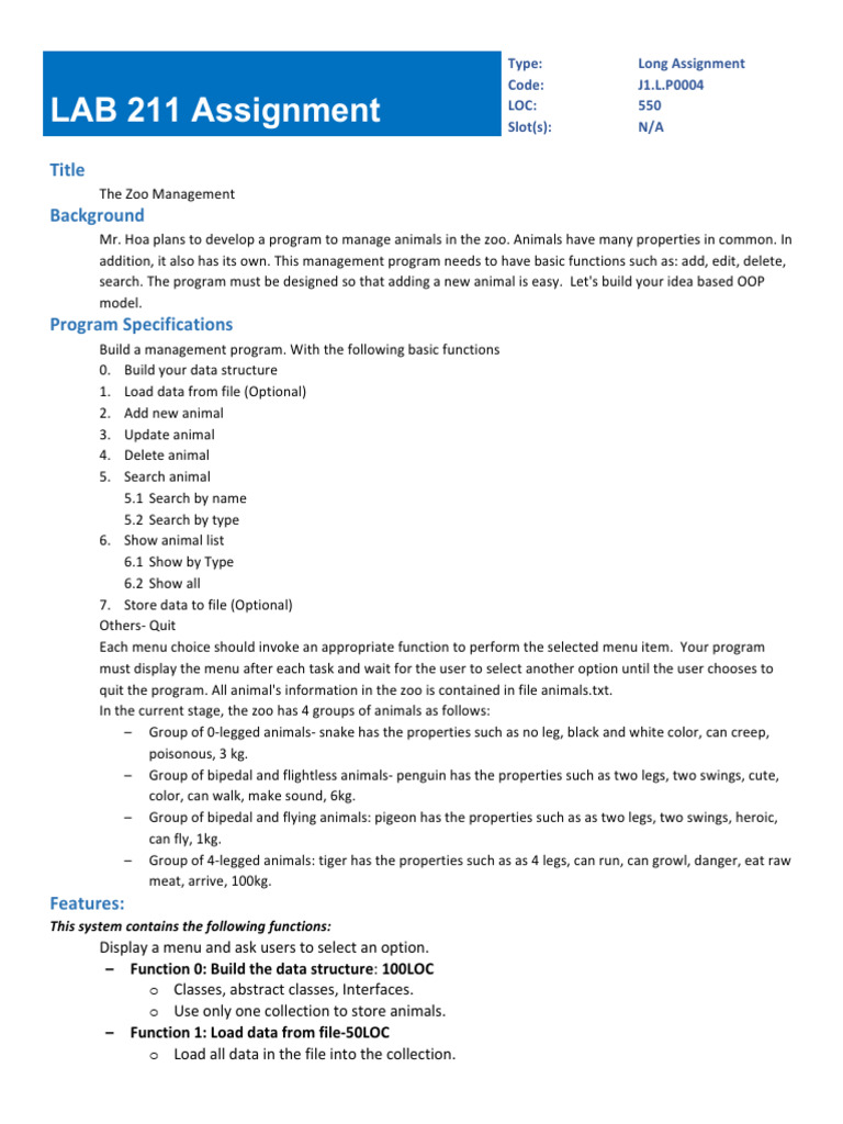 Zoo Management System Overview | PDF | Menu (Computing) | Information ...