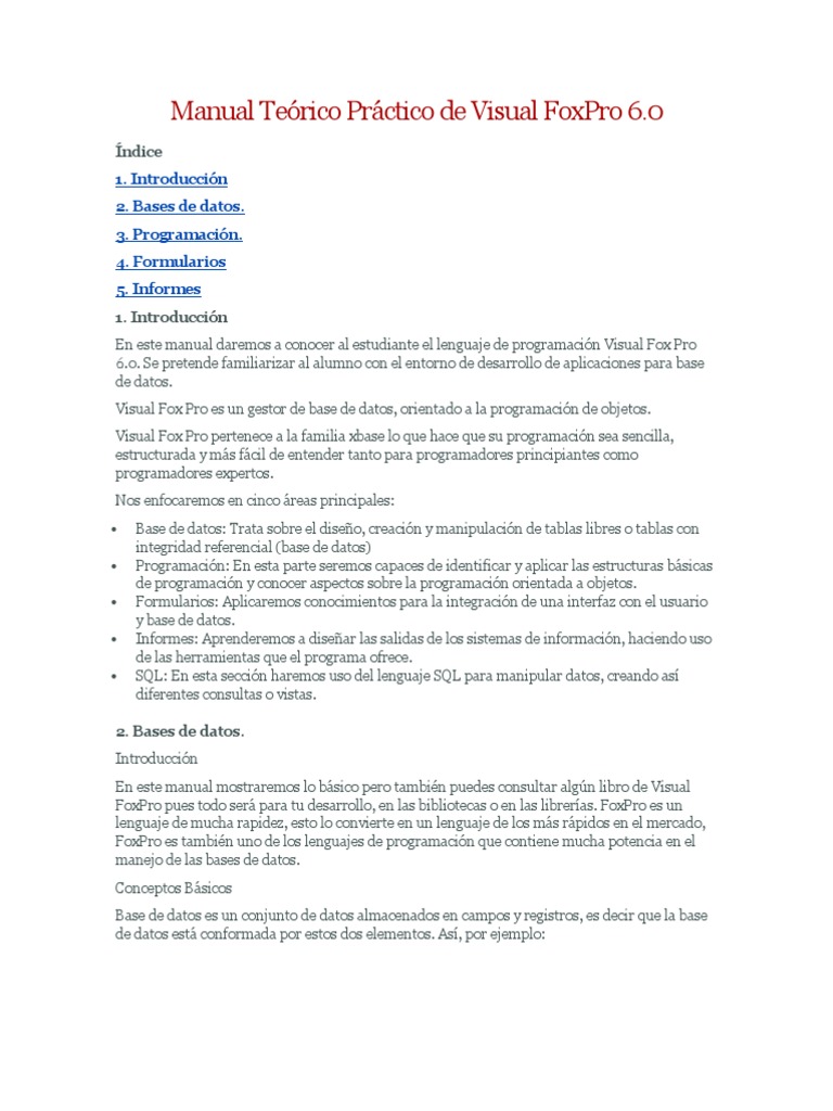 Manual Teórico Práctico de Visual FoxPro 6