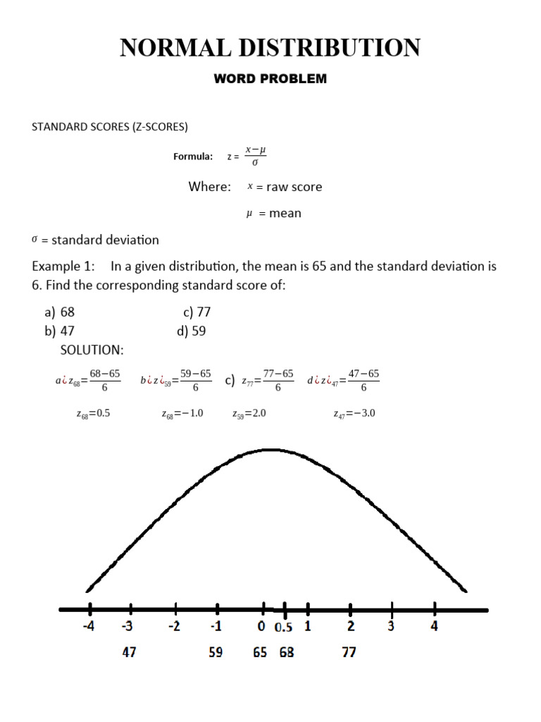 NORMAL DISTRIBUTION ( word Problem) | PDF | Standard Deviation ...