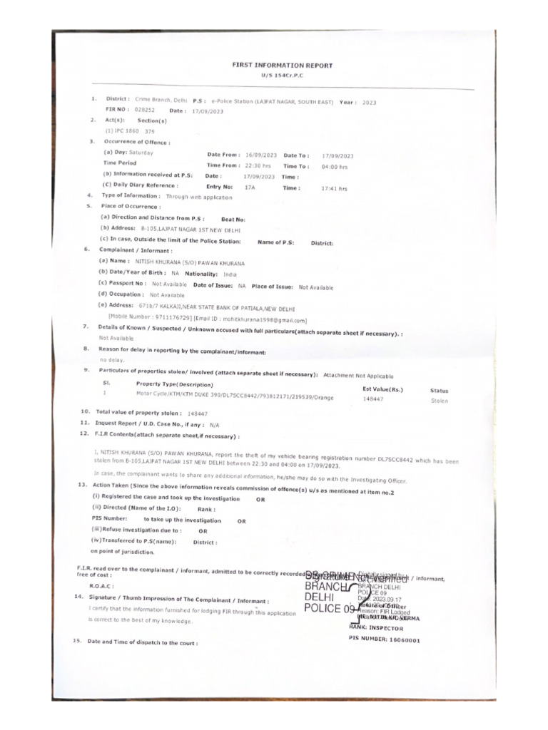 First Information Report | PDF