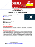 226-23 Boletín Informativo Empleo Publico Policías Locales Ayuntamiento de San Martin de Valdeiglesias 18-09-2023