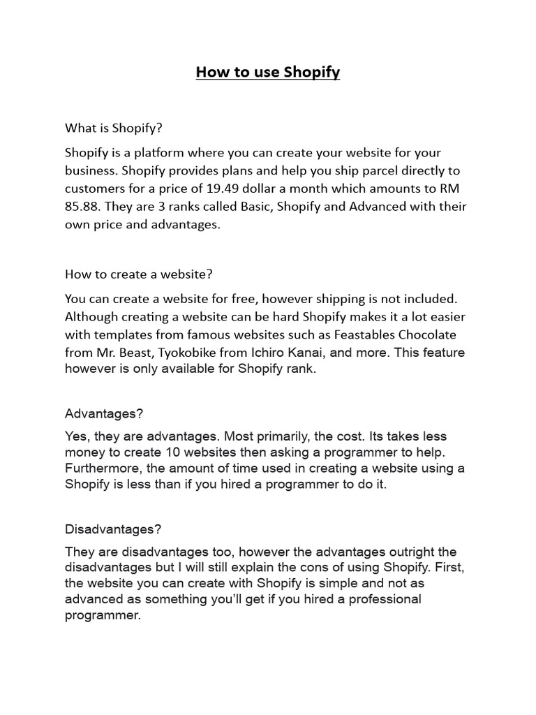 Shopify Basics: A Beginner's Guide | PDF