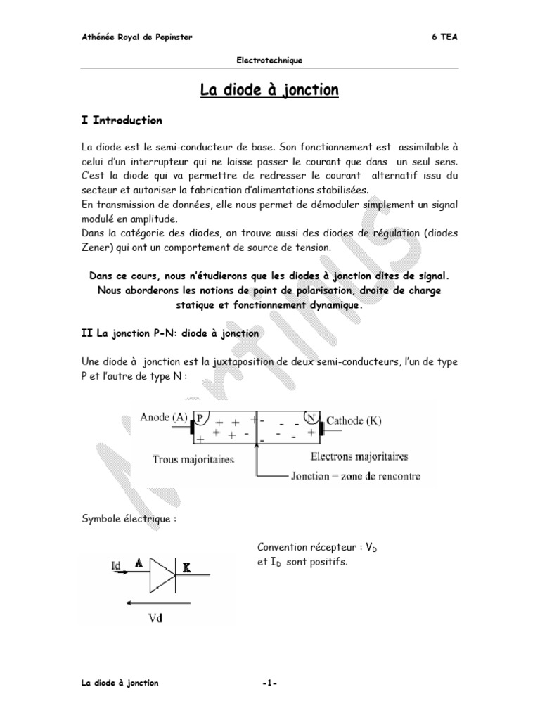 Caractéristiques de la diode à jonction | PDF | Diode | Courant électrique