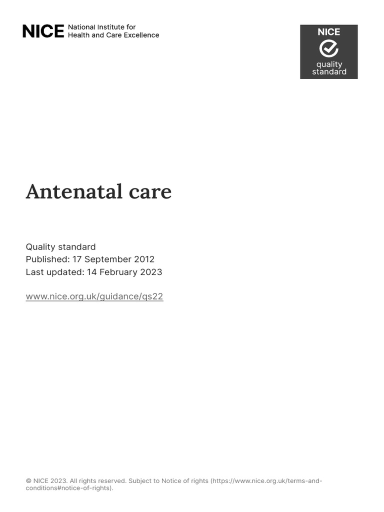 NICE Antenatal Care Guidelines 2023 | PDF | Maternal Death | Pregnancy