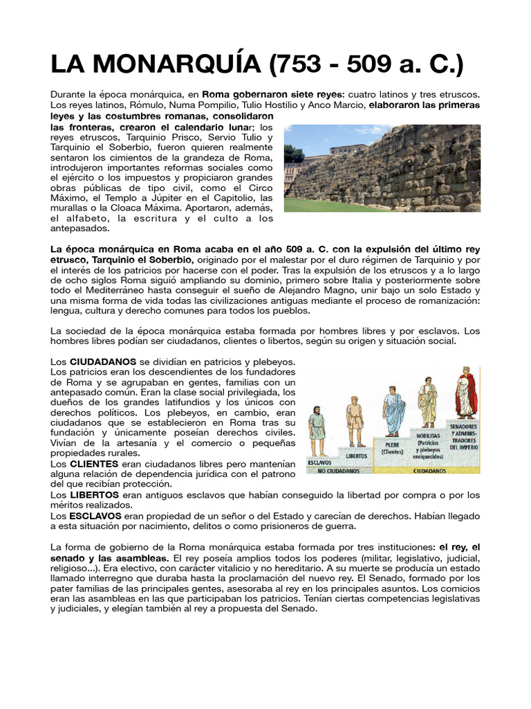 La Monarquía Romana | PDF | Roma antigua | Antiguedad clasica