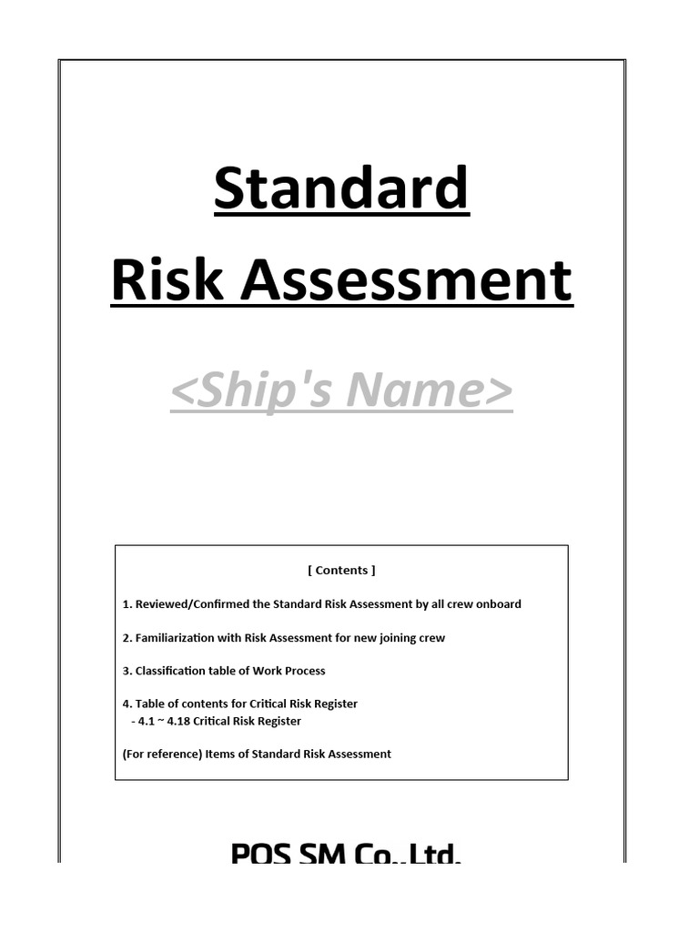 Standard Risk Assessment Onboard Ship | PDF | Navigation | Pump