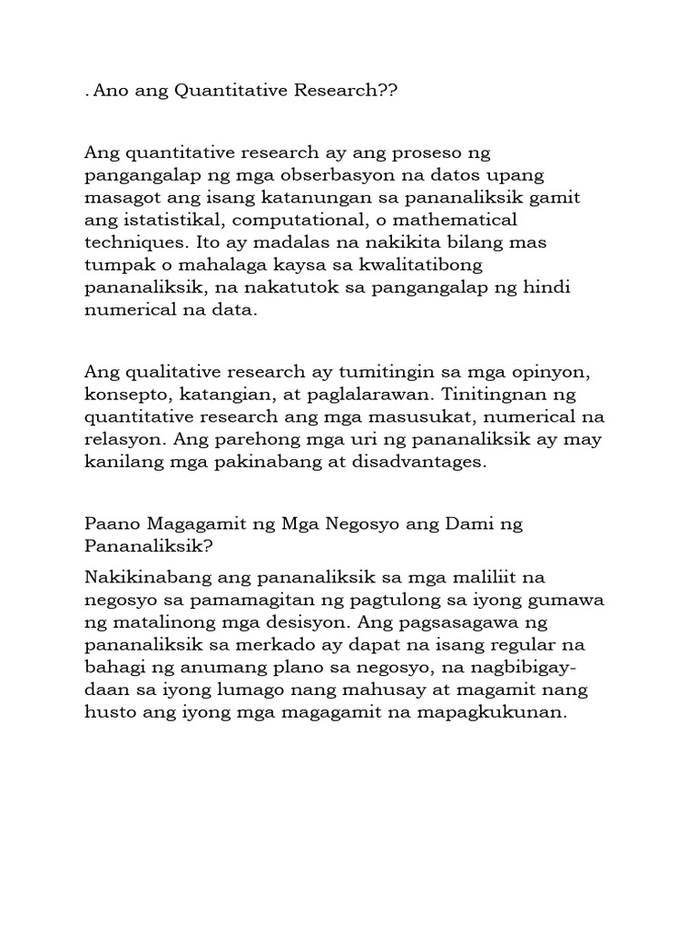 quantitative research title example tagalog