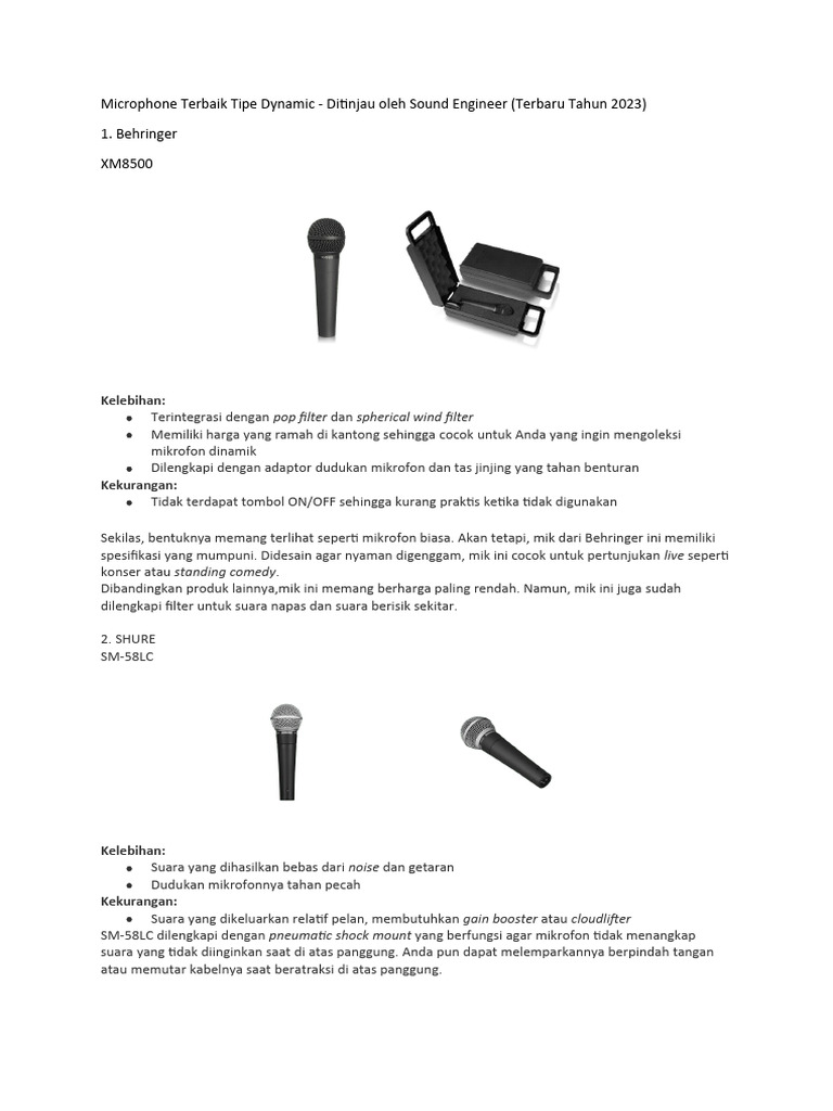 Mic Dynamic and Condensor | PDF