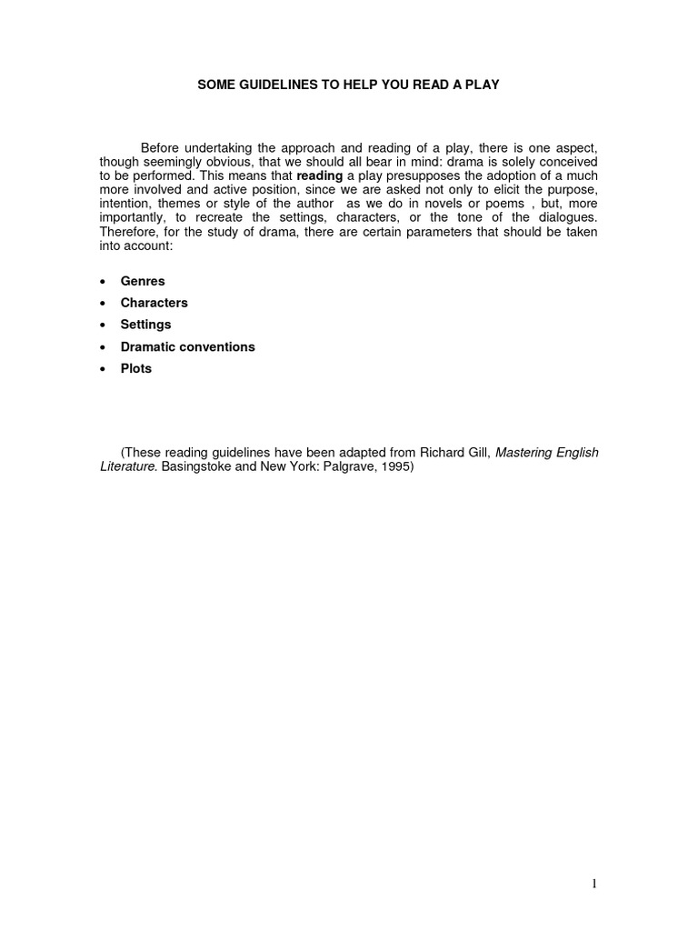 How To Read A Play Lesson Plan