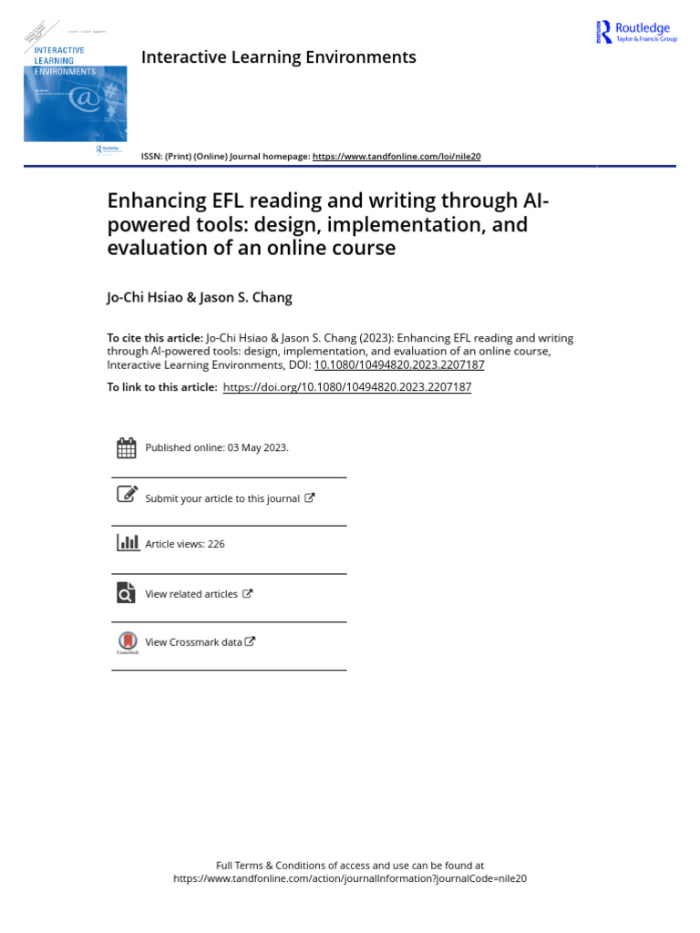 Enhancing EFL reading and writing through AI powered tools design ...