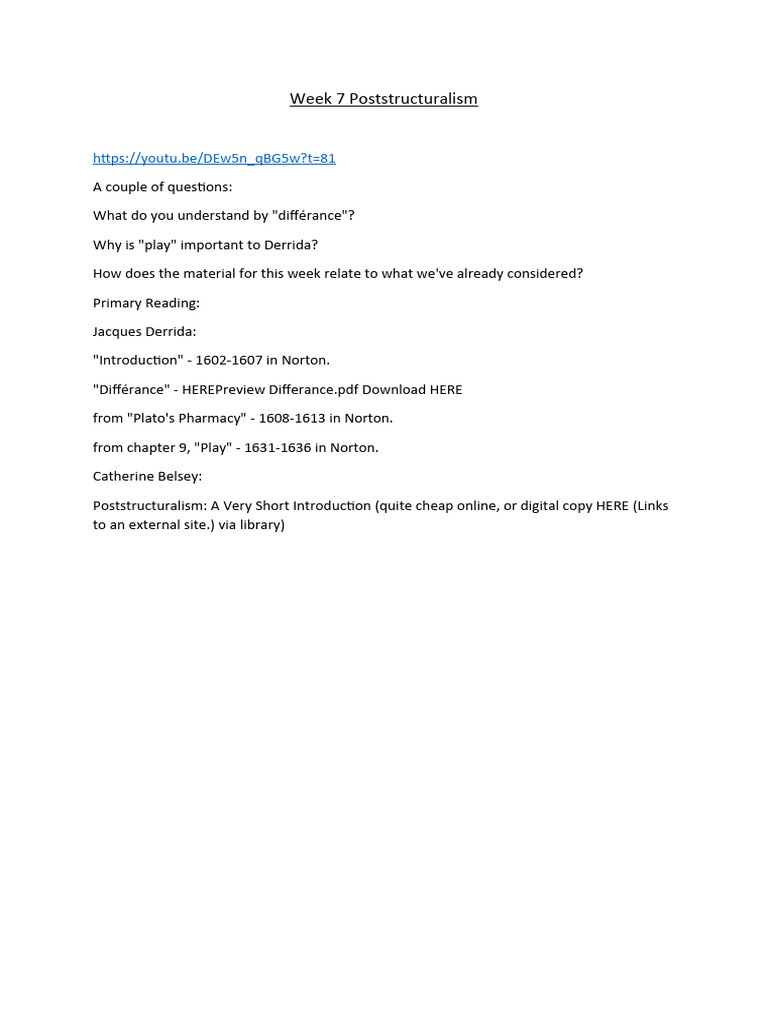 Theory For English Literature Poststructuralism PDF