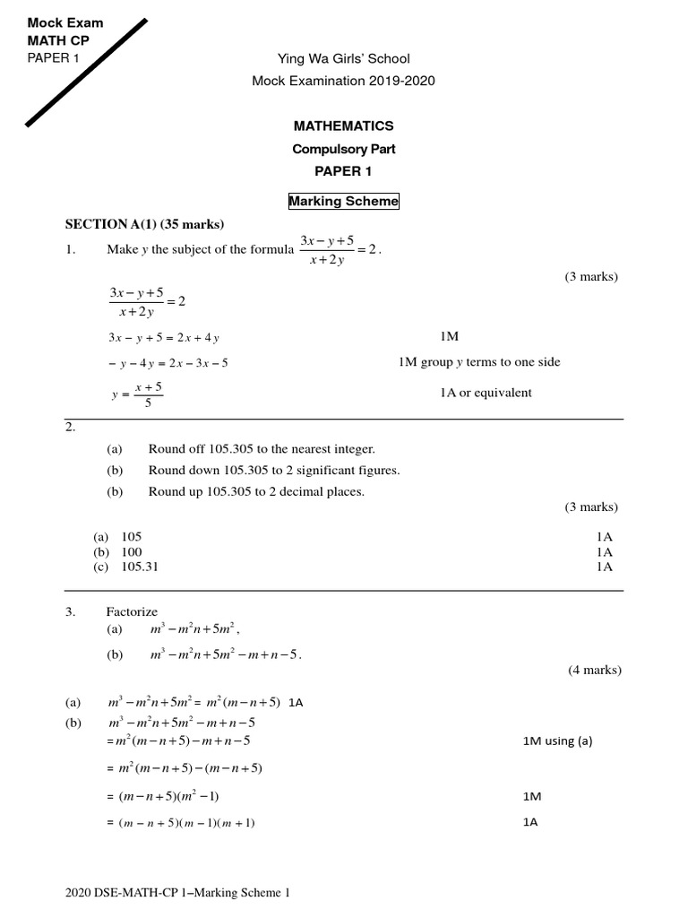 Paper 1 MS PDF Mathematical Concepts Euclid
