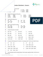 Year 6 Whole Numbers Worksheet - ANSWERS