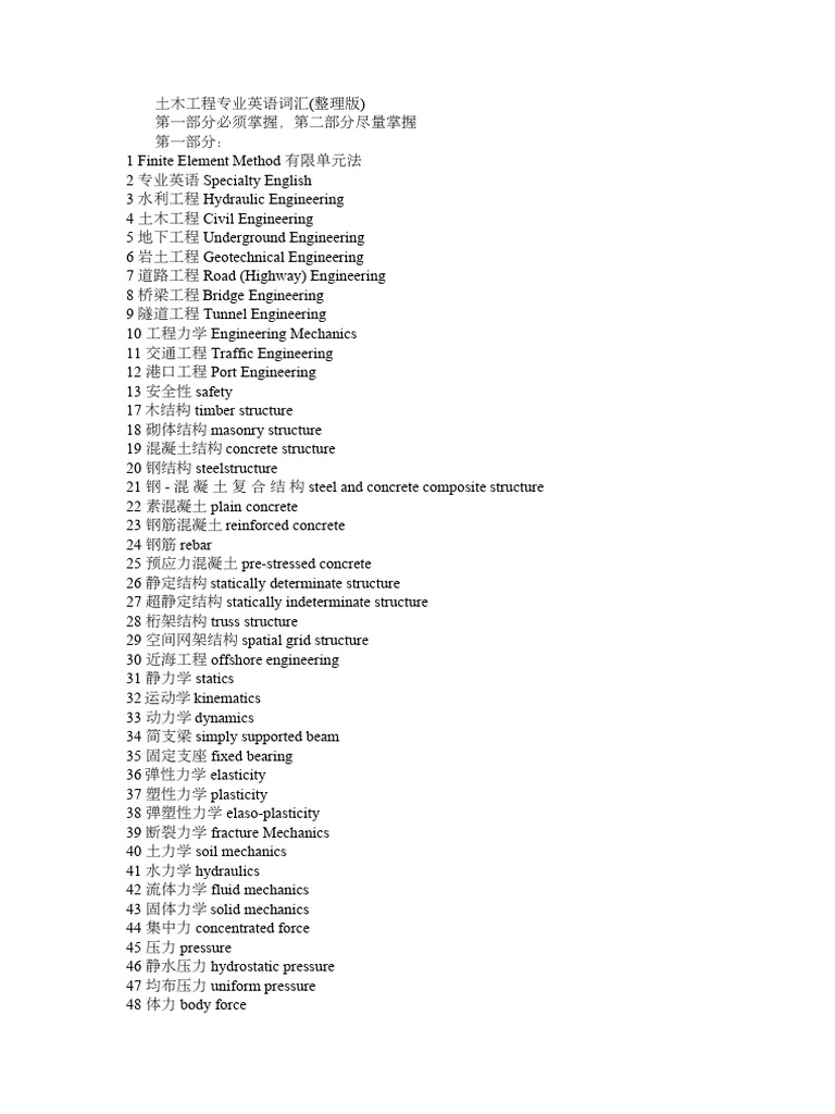 土木工程专业英语词汇(整理版) | PDF