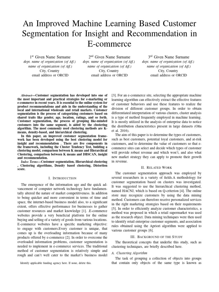 Enhanced Customer Segmentation in E-commerce | PDF | Cluster Analysis ...